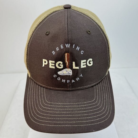 Peg Leg Brewing Company Brown Tan Mesh Trucker Cap Snapback Adjustable Hat - Picture 6 of 10